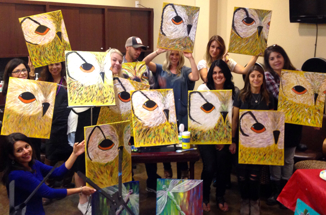 Owl Painting Party at Diva Hair Salon